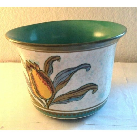 Royal Gouda Irene Hand Painted Single Tulip Flower Pot Planter Cachepot Bowl - Picture 4 of 6